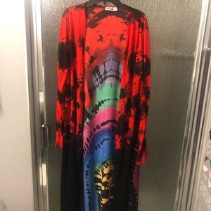Tie dye long cardigan